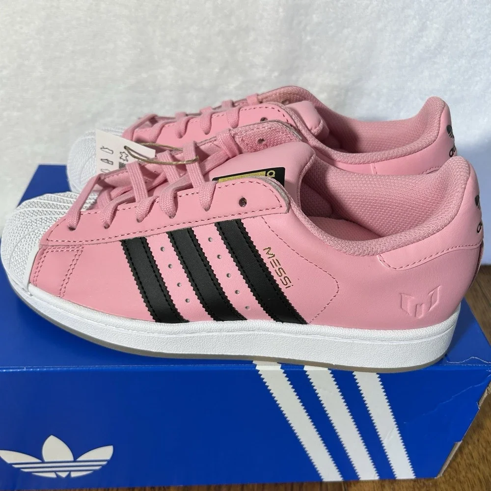 Adidas Womens Size 8 Superstar Messi Inter Miami CF JR1520 Pink Black Shoes